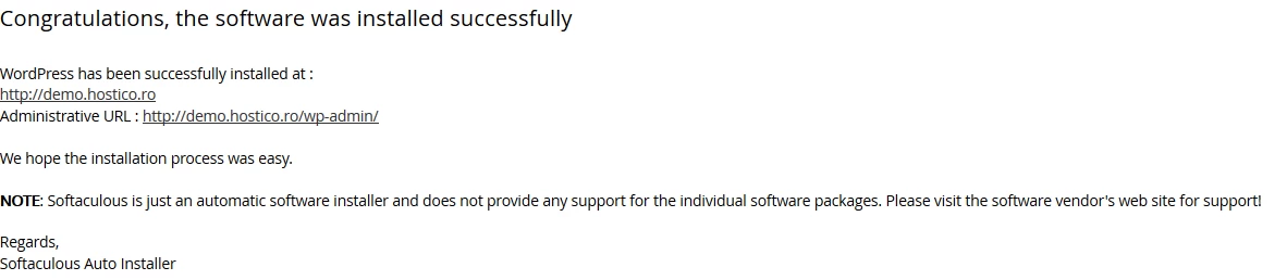 software was installed successfully