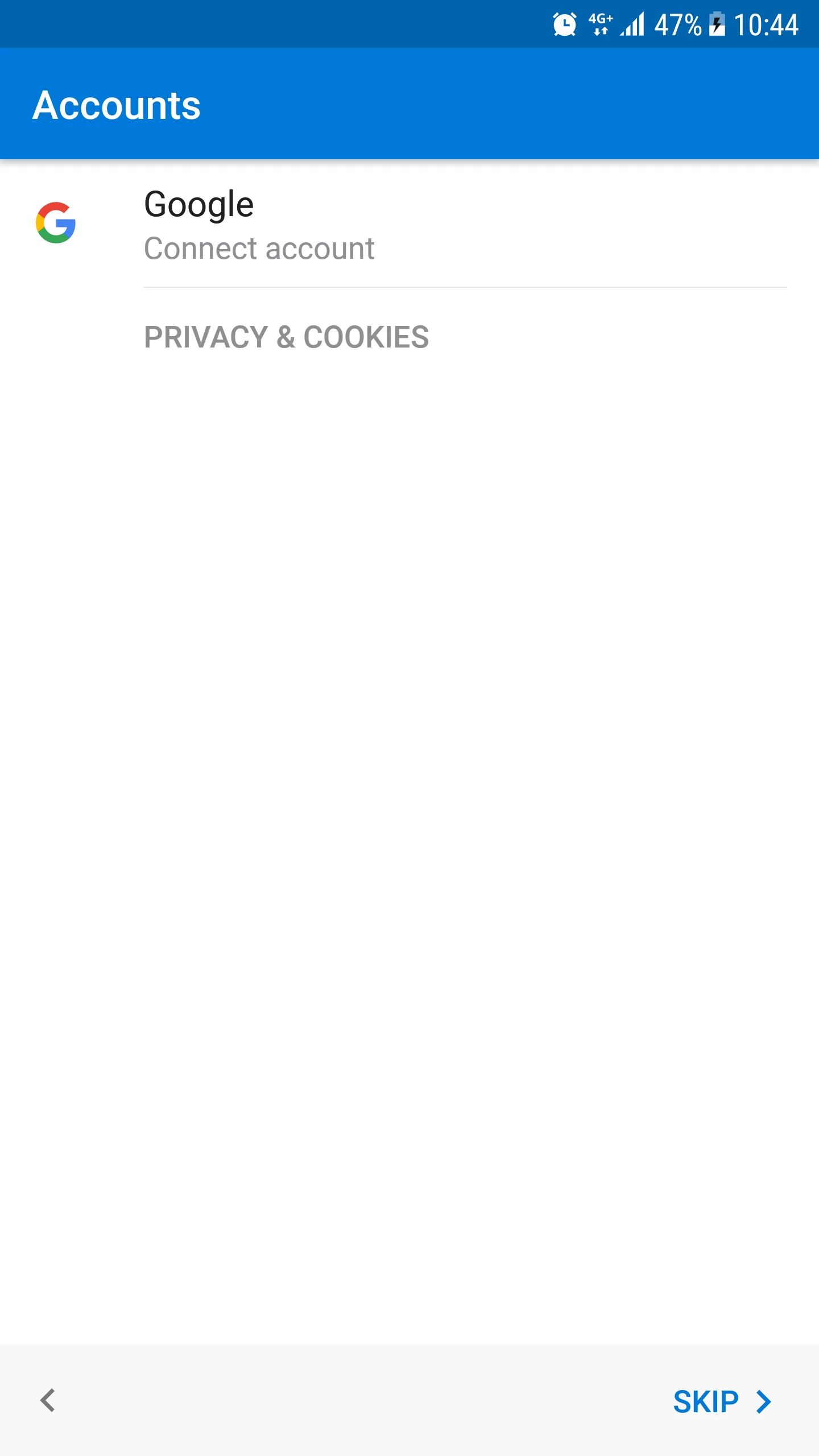 Velg Hopp over på kontoer