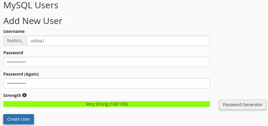 MySQL Users add new user