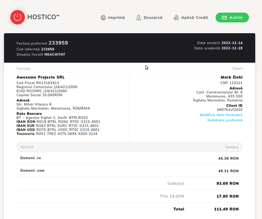 Separering av elementer i fakturaen